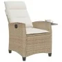 Silla de jardín reclinable con mesa auxiliar ratán beige de , Sillas de jardín - Ref: Foro24-4108272, Precio: 147,32 €, Descu...