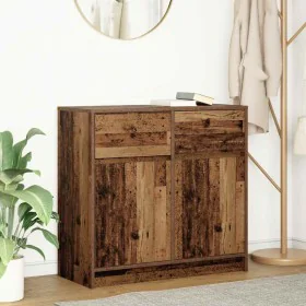 Sideboard with drawer, antique wood, 80x34x76cm. Engineered wood. by , Sideboards - Ref: Foro24-861542, Price: 84,23 €, Disco...