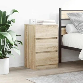 Mesilla de noche con 3 cajones roble Sonoma 39x35x65 cm by , Nightstands - Ref: Foro24-861341, Price: 69,42 €, Discount: %