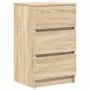 Mesilla de noche con 3 cajones roble Sonoma 39x35x65 cm by , Nightstands - Ref: Foro24-861341, Price: 69,38 €, Discount: %