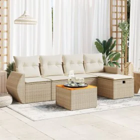 Garden sofa set with 6-piece synthetic rattan beige cushions by , Garden sets - Ref: Foro24-3325838, Price: 442,75 €, Discoun...