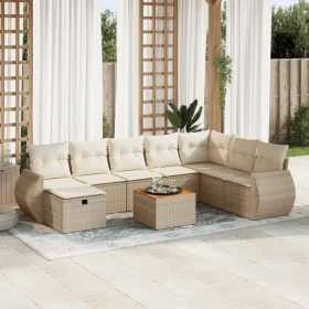 Gartensofagarnitur mit 9-teiligen Kissen aus synthetischem Rattan in Beige. von , Gartensets - Ref: Foro24-3325859, Preis: 63...