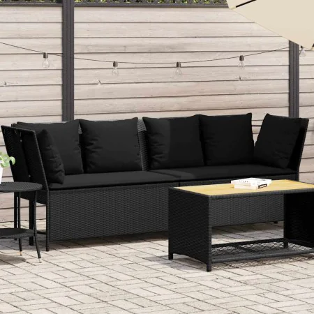3-piece garden sofas and black synthetic rattan cushions by , Outdoor sofas - Ref: Foro24-4104122, Price: 299,37 €, Discount: %