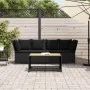 Gartensofas 3-teilig und Kissen aus schwarzem Kunststoff-Rattan von , Outdoor-Sofas - Ref: Foro24-4104122, Preis: 299,35 €, R...