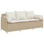 Sofá de jardín de 3 plazas con cojines ratán sintético beige by , Outdoor sofas - Ref: Foro24-4104176, Price: 238,98 €, Disco...