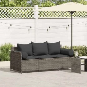 Sofá de jardín de 3 plazas con cojines ratán sintético gris von , Outdoor-Sofas - Ref: Foro24-4104174, Preis: 238,98 €, Rabat...