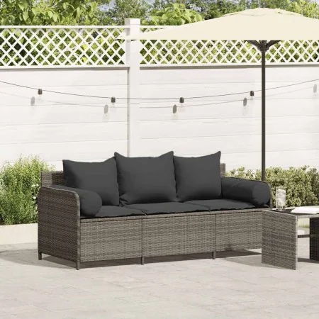 Sofá de jardín de 3 plazas con cojines ratán sintético gris by , Outdoor sofas - Ref: Foro24-4104174, Price: 238,98 €, Discou...