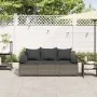 Sofá de jardín de 3 plazas con cojines ratán sintético gris by , Outdoor sofas - Ref: Foro24-4104174, Price: 238,98 €, Discou...
