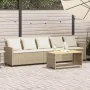 Sofá de jardín de 5 plazas con cojines ratán sintético beige by , Garden sets - Ref: Foro24-4104115, Price: 336,91 €, Discoun...