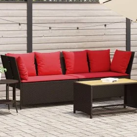 Sofá de jardín con cojines ratán sintético marrón by , Outdoor sofas - Ref: Foro24-4104129, Price: 312,91 €, Discount: %