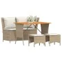 Garden dining set with 4-piece synthetic rattan beige cushions by , Garden sets - Ref: Foro24-4104134, Price: 339,44 €, Disco...