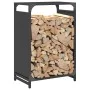 Leñero negro 44x28x65 cm Acero laminado en frío de , Bolsas y soportes de leña - Ref: Foro24-864195, Precio: 57,95 €, Descuen...
