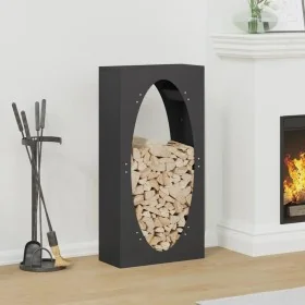 Schwarzer Holzstapel 50x23x100 cm Kaltgewalzter Stahl von , Brennholztaschen und -halter - Ref: Foro24-864181, Preis: 86,76 €...