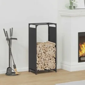 Black firewood rack 44x28x90 cm Cold rolled steel by , Firewood bags and holders - Ref: Foro24-864207, Price: 58,50 €, Discou...