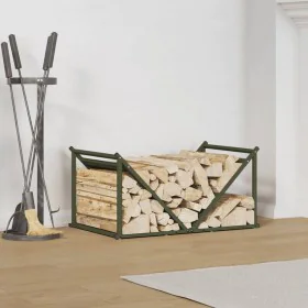 Olivengrüner Holzträger 70x43x34,5 cm Kaltgewalzter Stahl von , Brennholztaschen und -halter - Ref: Foro24-864176, Preis: 58,...