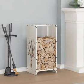 Weißer Holzstapel 40x30x80 cm Kaltgewalzter Stahl von , Brennholztaschen und -halter - Ref: Foro24-864226, Preis: 57,83 €, Ra...