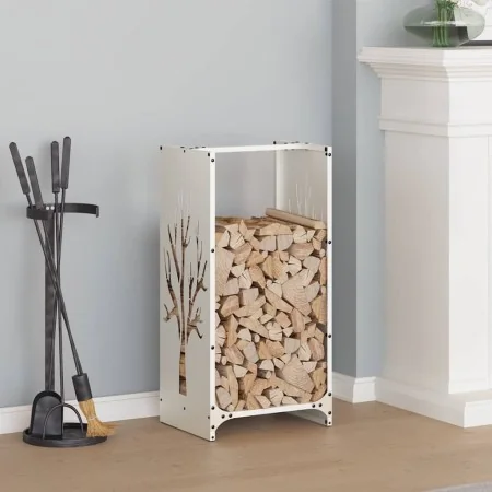 Weißer Holzstapel 40x30x80 cm Kaltgewalzter Stahl von , Brennholztaschen und -halter - Ref: Foro24-864226, Preis: 57,83 €, Ra...