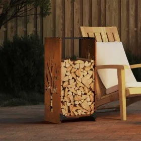 Leñero 40x30x80 cm acero corten de , Bolsas y soportes de leña - Ref: Foro24-864230, Precio: 56,45 €, Descuento: %
