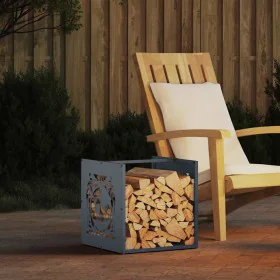 Anthrazit-Holzofen 40x40x40 cm aus kaltgewalztem Stahl von , Brennholztaschen und -halter - Ref: Foro24-864251, Preis: 45,21 ...