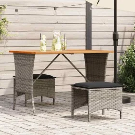 3-teiliges Garten-Esszimmer-Set mit grauen Polstern aus synthetischem Rattan. von , Gartensets - Ref: Foro24-4104136, Preis: ...