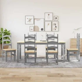 Panama 7-piece dining set made of solid gray pine wood by , Furniture sets for kitchens and dining rooms - Ref: Foro24-334521...