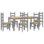 Panama 7-piece dining set made of solid gray pine wood by , Furniture sets for kitchens and dining rooms - Ref: Foro24-334521...