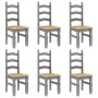 7-teiliges Esszimmer-Set Panama aus massivem grauem Kiefernholz. von , Möbelsets für Küchen und Esszimmer - Ref: Foro24-33452...