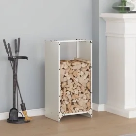 White firewood rack 40x30x80 cm Cold rolled steel by , Firewood bags and holders - Ref: Foro24-864232, Price: 57,77 €, Discou...