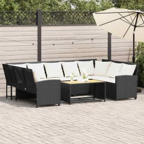 3-piece garden sofas and black synthetic rattan cushions by , Garden sets - Ref: Foro24-3365328, Price: 622,35 €, Discount: %