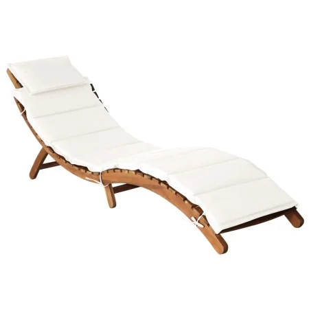 Liegestuhl mit cremefarbenen Kissen aus massivem Akazienholz. von , Liegen - Ref: Foro24-363284, Preis: 189,66 €, Rabatt: %