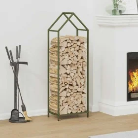Olivengrüner Holzstapel 40x25x120 cm Kaltgewalzter Stahl von , Brennholztaschen und -halter - Ref: Foro24-864302, Preis: 50,3...