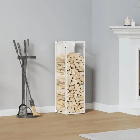 White firewood holder 25x25x80 cm Cold rolled steel by , Firewood bags and holders - Ref: Foro24-864264, Price: 43,26 €, Disc...