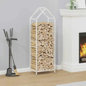 Weißer Holzstapel 40x25x120 cm Kaltgewalzter Stahl von , Brennholztaschen und -halter - Ref: Foro24-864300, Preis: 50,36 €, R...