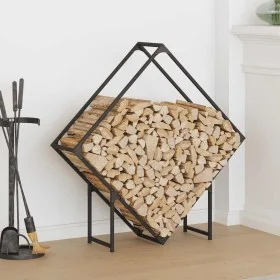 Black firewood rack 100x25x100 cm Cold rolled steel by , Firewood bags and holders - Ref: Foro24-864287, Price: 36,22 €, Disc...