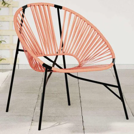 Garden chair in the shape of an egg made of synthetic rattan in orange and black. by , Garden chairs - Ref: Foro24-4009291, P...