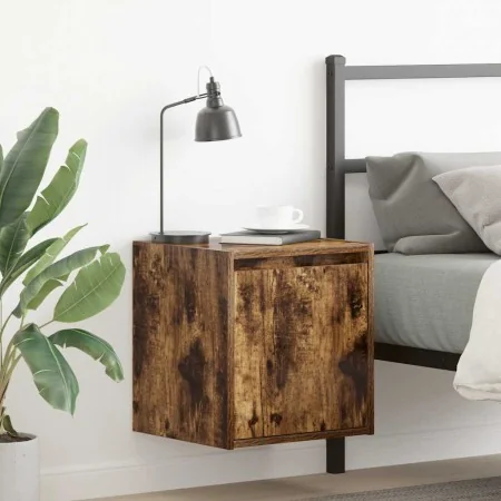 Mesillas de noche de pared 2 uds roble ahumado 38x34x40 cm de , Mesitas de noche - Ref: Foro24-861238, Precio: 63,51 €, Descu...