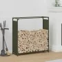 Olive green firewood rack 90x28x90 cm Cold rolled steel by , Firewood bags and holders - Ref: Foro24-864218, Price: 64,19 €, ...