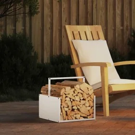 Weißer Holzstapel 40x40x40 cm Kaltgewalzter Stahl von , Brennholztaschen und -halter - Ref: Foro24-864272, Preis: 40,49 €, Ra...