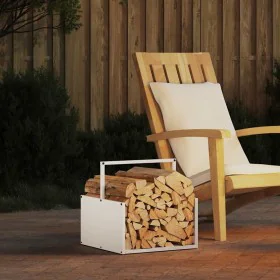 White firewood holder 40x40x40 cm Cold rolled steel by , Firewood bags and holders - Ref: Foro24-864272, Price: 40,49 €, Disc...