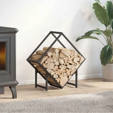 Schwarzer Holzträger 60x25x60 cm aus kaltgewalztem Stahl von , Brennholztaschen und -halter - Ref: Foro24-864279, Preis: 28,4...