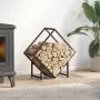 Black firewood rack 60x25x60 cm Cold rolled steel by , Firewood bags and holders - Ref: Foro24-864279, Price: 27,89 €, Discou...