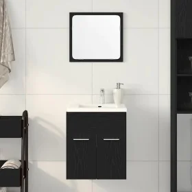 Zweiteiliges Badezimmermöbelset aus schwarzem Eichenholz - Ingenieurholz von , Badezimmermöbel - Ref: Foro24-862038, Preis: 5...