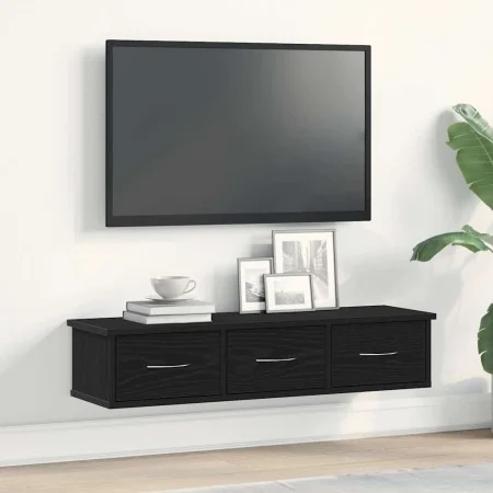 Black oak wall cabinet 88x26x18.5 cm engineered wood by , Shelves and shelves - Ref: Foro24-861994, Price: 64,24 €, Discount: %