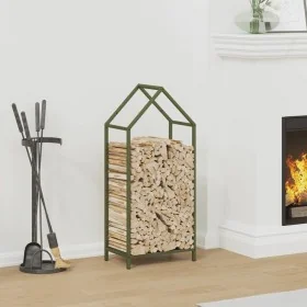 Olive green firewood rack 40x25x90 cm Cold rolled steel by , Firewood bags and holders - Ref: Foro24-864298, Price: 41,15 €, ...