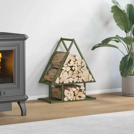 Olive green firewood rack 50x25x60 cm Cold rolled steel by , Firewood bags and holders - Ref: Foro24-864314, Price: 29,98 €, ...