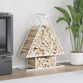 Leñero blanco 80x25x90 cm Acero laminado en frío de , Bolsas y soportes de leña - Ref: Foro24-864316, Precio: 38,53 €, Descue...