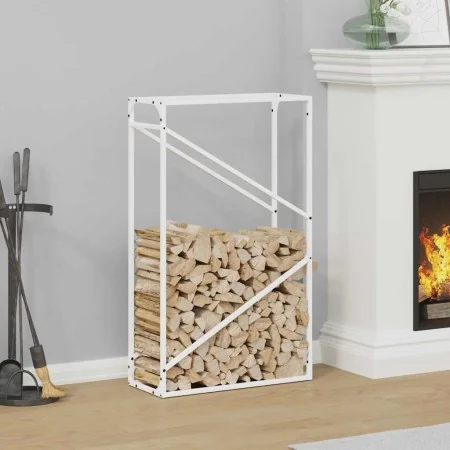 Leñero blanco 60x25x100 cm Acero laminado en frío by , Firewood bags and holders - Ref: Foro24-864328, Price: 42,25 €, Discou...