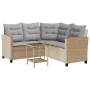 Sofá de jardín en forma de L con mesa y cojines ratán PE beige by , Outdoor sofas - Ref: Foro24-4103875, Price: 307,76 €, Dis...