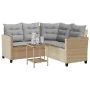 Sofá de jardín en forma de L con mesa y cojines ratán PE beige by , Outdoor sofas - Ref: Foro24-4103875, Price: 307,76 €, Dis...