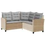 Sofá de jardín en forma de L con mesa y cojines ratán PE beige by , Outdoor sofas - Ref: Foro24-4103875, Price: 307,76 €, Dis...